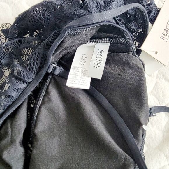 New Kenneth Cole Reaction bikini swimsuit bathingsuit large black flounce lace - Picture 3 of 8